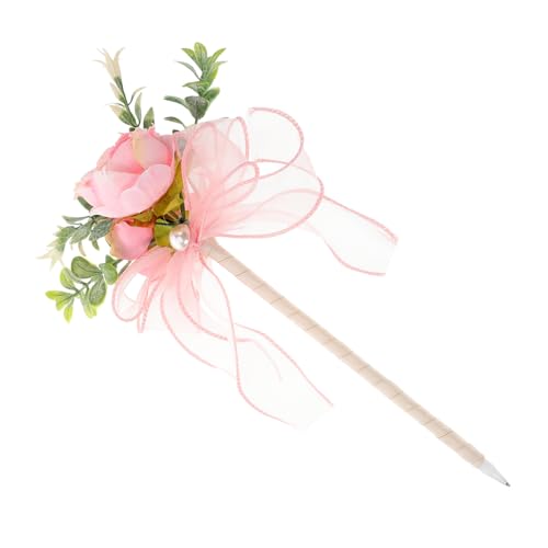 Gadpiparty Kugelschreiber Mit Rosenimitat Partyverpackungsdekoration Valentinsblumen-kugelschreiber Rosen-kugelschreiber Dekorativer Stift, Perlenstift Fußball-tischdekoration Rosa Plastik von Gadpiparty