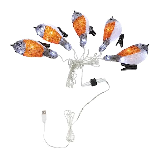 Gadpiparty Schnur Vogel Lichterketten LED- Solar-Vogellichterkette Lampe led lichterkette Birdie Batteriefach der Vogel Sternenlichter Laternenpfahl schmücken Acryl Weiß von Gadpiparty