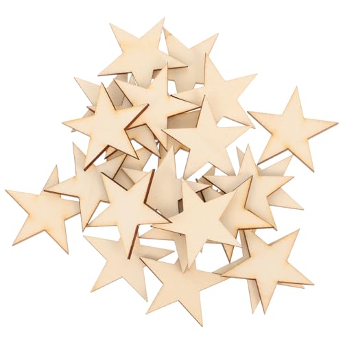 Gadpiparty Stern-Anhänger 50 Stück Sternschmuck Herzdekor Unfertige Sternstücke Blanker Holzstern Bemalter Holzausschnitt Konfetti Arbeitsanhänger Holzausschnitte Holzspäne Holzspäne Zum von Gadpiparty