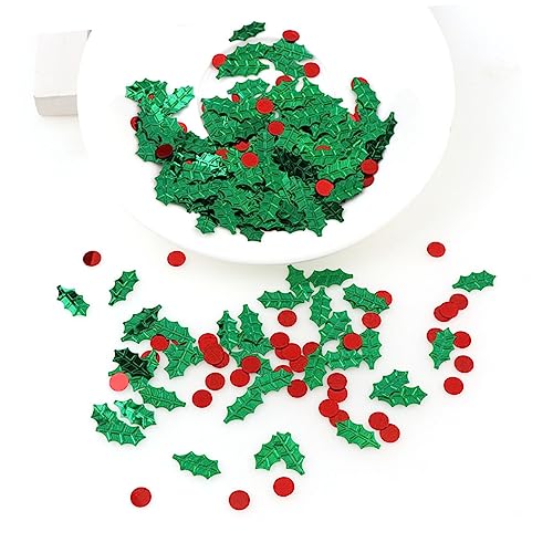 Gadpiparty Weihnachtsdeko Hochzeitsdeko Glitzerndes Konfetti Weihnachts-pailletten-konfetti Weihnachtsbaum Konfetti Waffel Stechpalme von Gadpiparty