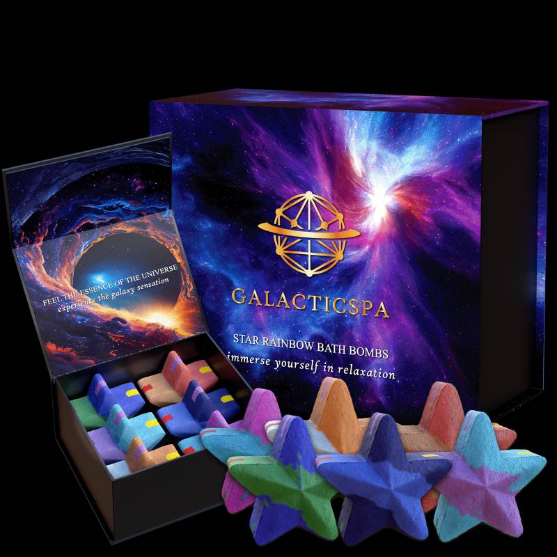 Rainbow Star Badekugeln/6 X 80G Luxus Badebomben Geschenk Set/Natürliche E Öle/Bunt Und Vegan, Grausamkeitfrei/Perfekt Für Männer, Frauen & Kinder von Galacticspa