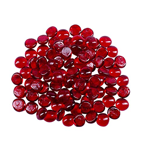 Galashield Rote flache Glasmurmeln für Vasen Glas Edelsteine Perlen Kieselsteine Vasenfüller (0,5 kg, ca. 100 Stück) von Galashield