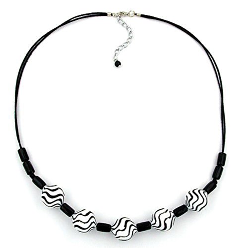 Gallay Collier Wellenperle weiß schwarz 50 cm von Gallay