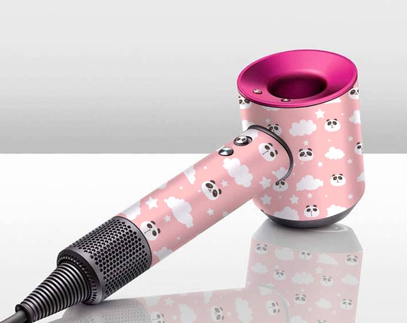 Dyson Cute Pink Panda Muster Vinyl Haut Haartrockner Rose Tiere Aufkleber Bären Haustiere Wolken Schutzhaut Geschenk von GamersClub