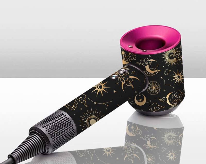 Dyson Deep Black Space Pattern Vinyl Haut Haartrockner Violett Sticker Gold Constellations Aufkleber Schutzhaut Geschenk von GamersClub