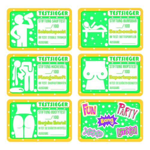 GamesMonkey® Set Sticker Testsieger – 50 Stück + 5-100 Stück + 10 - BONUS - Mallorca Party - Aufkleber Accessoires Festival - Sauf Après Malle Langlebige Pinke (GRÜN, 100) von GamesMonkey