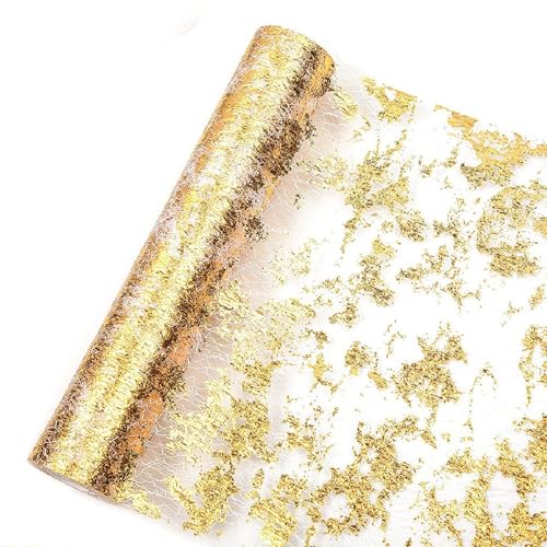 28cm x 10m Tischläufer, Glänzend Rosegold Tischband Polyester Tischdeko Tischläufer Rolle Tischdecken für Party Geburtstage Hochzeiten Taufen Weihnachten (Gold) von GangGangBAO