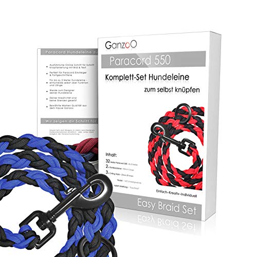 Ganzoo Paracord 550 Hunde-Leine Set selbst knüpfen, Bastelset, DIY Geschenk (Blau) von Ganzoo