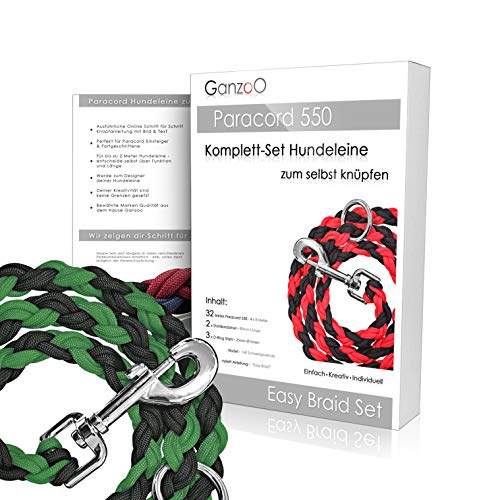 Ganzoo Paracord 550 Hunde-Leine Set selbst knüpfen, Bastelset, DIY Geschenk (Grasgrün) von Ganzoo