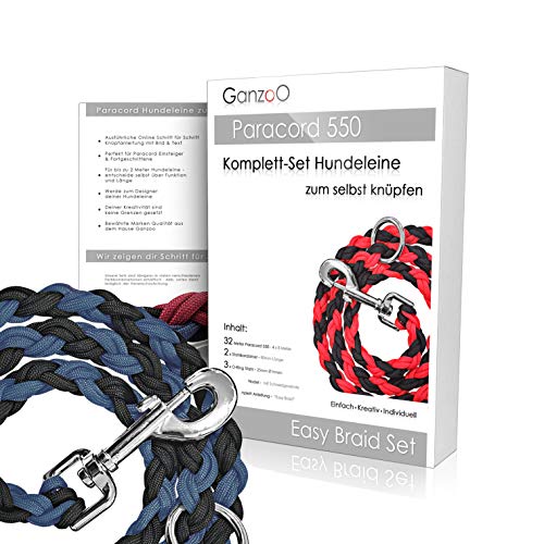 Ganzoo Paracord 550 Hunde-Leine Set selbst knüpfen, Bastelset, DIY Geschenk (Navyblue) von Ganzoo