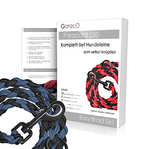 Ganzoo Paracord 550 Hunde-Leine Set selbst knüpfen, Bastelset, DIY Geschenk (Navyblue) von Ganzoo