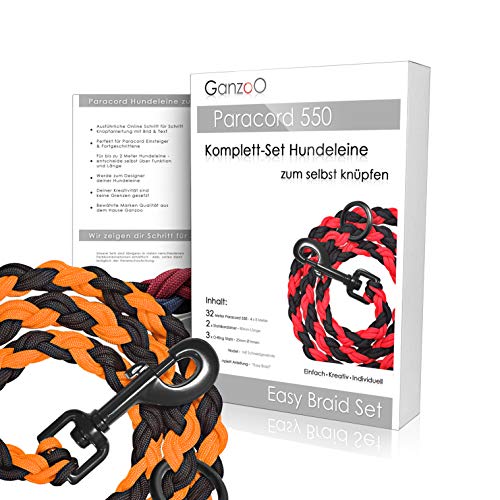 Ganzoo Paracord 550 Hunde-Leine Set selbst knüpfen, Bastelset, DIY Geschenk (Orange) von Ganzoo