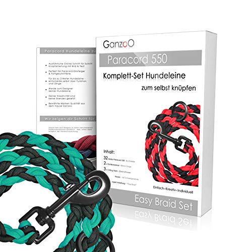 Ganzoo Paracord 550 Hunde-Leine Set selbst knüpfen, Bastelset, DIY Geschenk (Türkis) von Ganzoo