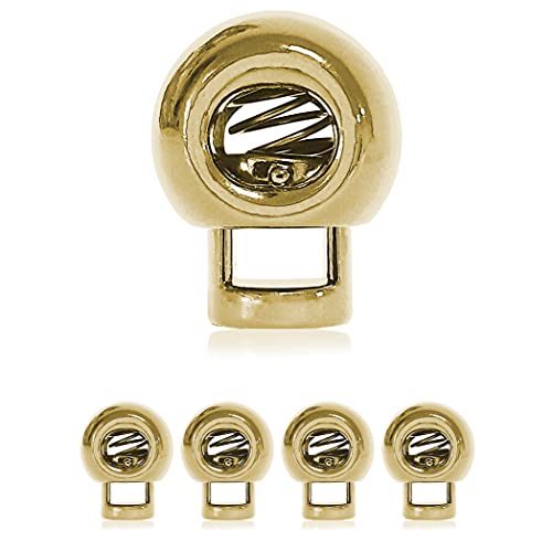 Ganzoo Kordel-Stopper Metall/Set 4 Stück / 4 mm Loch/L 20 x B 15mm / Kordel-Klemme/Runde Form (1 Loch) für Seile/Paracord 550 / Reep-Schnur/Jacken/Hand-Taschen/Farbe: Gold von Ganzoo