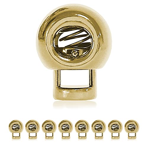 Ganzoo Kordel-Stopper Metall/Set 8 Stück / 4 mm Loch/L 20 x B 15mm / Kordel-Klemme/Runde Form (1 Loch) für Seile/Paracord 550 / Reep-Schnur/Jacken/Hand-Taschen/Farbe: Gold von Ganzoo