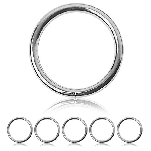 Ganzoo © O - Ring aus Stahl, 5 Stück, Innen∅37mm | Außen∅47mm Größe XL, DIY Hunde-Leine/Hunde-Halsband, nichtrostend, Ideal mit Paracord 550, geschweißt, Farbe: Silber von Ganzoo