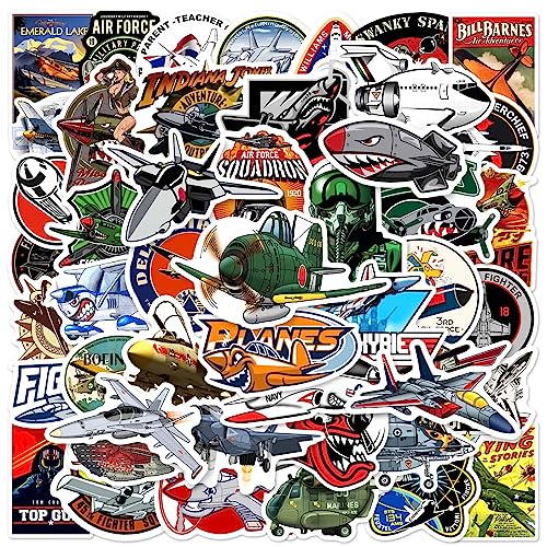 50 Stück Flugzeuge Wasserfeste Aufkleber Sticker Set für Kinder Jugendliche Funny Plane Aufkleber für Auto Laptop Skateboard Fahrrad Moped Motorrad Motorräder Gepäck Computer Koffer von Gaojiwanju