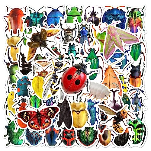 50 Stück Insekten Wasserfeste Aufkleber Sticker Set für Kinder Jugendliche Tier Insect Insekten Aufkleber für Auto Laptop Skateboard Fahrrad Moped Motorrad Motorräder Gepäck Computer Koffer von Gaojiwanju