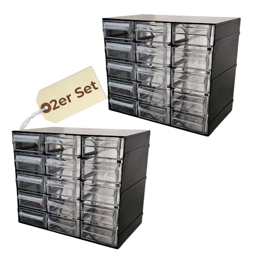 2x Sortimentskasten 15 Fach Sortierkasten für Kleinteile Organizer Schrauben Sortierbox Kleinteilemagazin Sortimentsboxen von GarPet