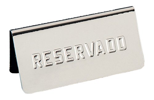 Garcia de Pou RESERVADO Tisch Sign, Edelstahl, silber, 12 x 5,4 x 5,9 cm von García de Pou