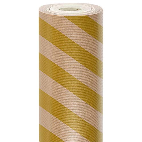 Pou 803.63 Geschenkpapier, 50 m, gestreift, Kraftpapier, 60 g/m², 70 cm, goldfarben von García de Pou