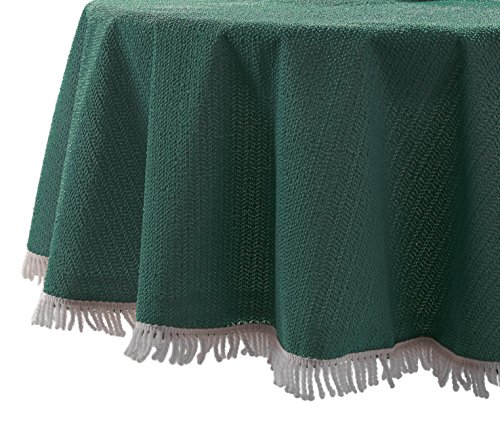 Weichschaum Garten Balkon Terrasse Camping Tischdecke mit weißer Franse, Eckig 130x180, DUNKELGRÜN, Farbe wählbar von Garden-Kollektion