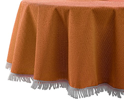 Weichschaum Garten Balkon Terrasse Camping Tischdecke mit weißer Franse, Eckig 130x180, ORANGE, Farbe wählbar von Garden-Kollektion