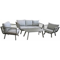 Garden Pleasure Loungegruppe Elia hellgrau, dunkelgrau Metall, 14-teilig von Garden Pleasure