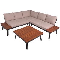 Garden Pleasure Loungegruppe Theresa beige, schwarz Holz, Metall, 15-teilig von Garden Pleasure