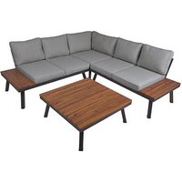 Garden Pleasure Loungegruppe Theresa grau, schwarz Holz, Metall, 15-teilig von Garden Pleasure