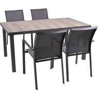 Garden Pleasure Sitzgruppe Rana grau, anthrazit Kunststoff, Metall, 5-teilig von Garden Pleasure