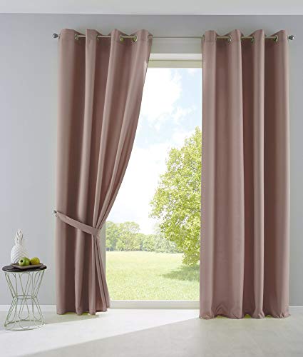 2er Set Vorhänge Blickdicht Gardinen Matt Lichtdurchlässig »Palermo« mit Ösen und Raffhalter Dekoschal HxB 145x140 cm Taupe, 10000265-2 von Gardinenbox