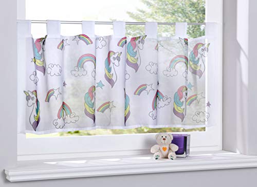 Gardinenbox Scheibengardine »Digital Druck« Voile Kurzgardine SChlaufen Transparent Digital Druck Küche Fenster Modern HxB 40x120 cm Unicorn, 10000262 von Gardinenbox