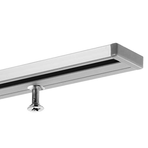 Gardineum Vorhangschiene Gardinenschiene Aluminium silber, hochwertig eloxierte Oberfläche 1-läufg - vorgebohrt! (alu-silber, alu-silber -1,40) von Gardineum