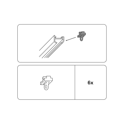 GARDINIA Feststeller für Aluminiumschienen 13 mm und Aluminium-Vorhangschienen, Zwischenfeststeller für Gardinenschienen, Kunststoff, Schwarz, Serie Alu-VHS Set Lucy, 6 Stück von Gardinia