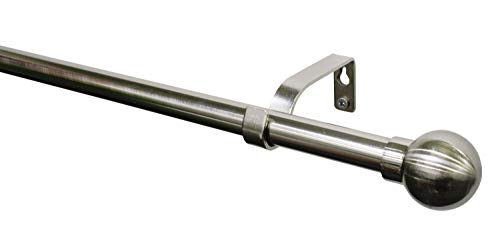 GARDINIA Gardinenstangen-Set Kugel, 1-Lauf, Ø 16/19 mm, 120-210 cm, Metall, Edelstahl-Optik von Gardinia