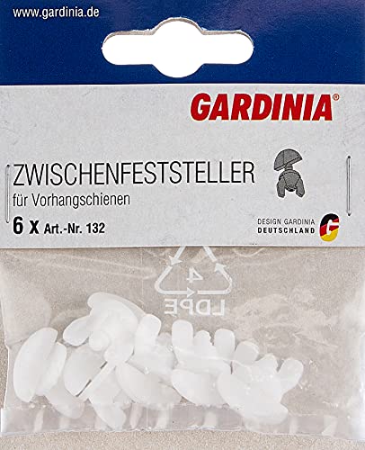 Gardinia Zwischenfeststeller für Vorhangschienen GE und P2Ü, 6 Stück, Kunststoff, Weiß, Nicht zutreffend von Gardinia