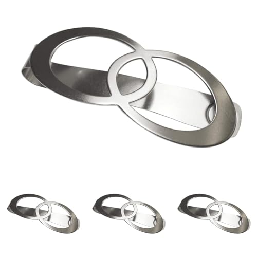 Gardinia Raffspange Infinity mit Magnetverschluss, Vorhang-Raffhalter für Vorhänge oder Stoffe, 13,5 x 5,5 cm, Metall, Edelstahl-Optik (Packung mit 4) von Gardinia