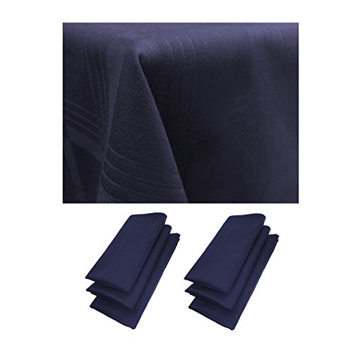 6er Pack Servietten 44cm x 44cm + Tischdecke 100% Baumwolle in Blau von Gariella