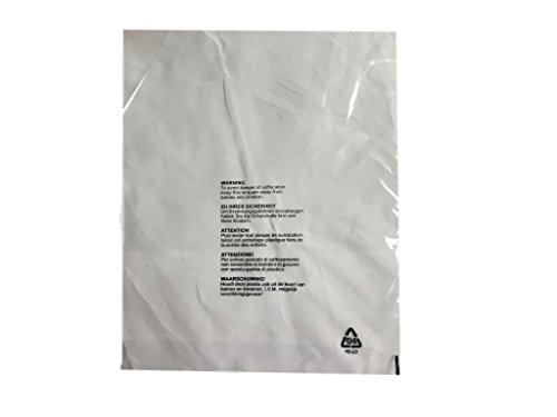 (Packung mit 100 Stück) 400 x 500 mm, Kleidungsstück T-Shirt-Taschen Klare Schutzanzeige 5 Sprachpostsäcke mit Erstickungsgefahr für Kinder von Garment bags