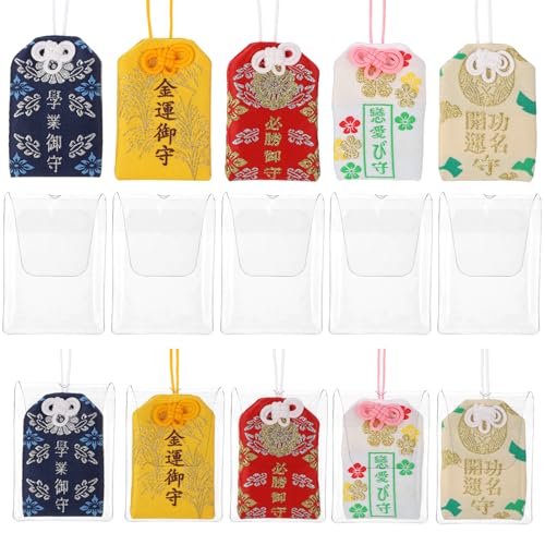 10 Stück Japanisches Omamori- Glücksbringer zum Aufhängen für Segen, Gesundheit, Glück, Reichtum, Erfolg () von Garneck