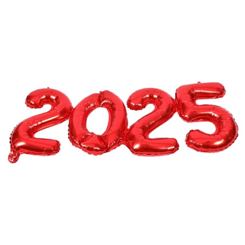 Garneck 1 Satz 2025 Ballon 2025 Partyzubehör Für Das Neue Jahr 2025 Partyballons Für Das Neue Jahr Abschluss Ballon Abschlussfeier Ballon Jahrestag Lieferungen Aluminiumfolie Rot von Garneck