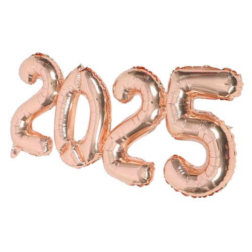 Garneck 1 Satz 2025 Ballon 2025 Silvesterdekoration Nummer 2025 Ballon Partyballons Abschlussballons Roségoldene Luftballons Silvester Party Gunst 2025 Luftballons Aluminiumfolie Rose Gold von Garneck