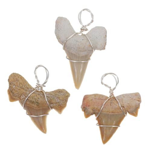 Garneck 1 Satz Anhänger Ohrringe Schmuck Halsketten Schlüsselanhanger Kunststoff Goldene Nieten Halskette Kauen Gefälschte Charms-ornamente Basteln Mit Haifischzähnen Beige 3st von Garneck