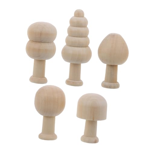 Garneck 1 Satz Bemaltes Holzspielzeug Holzpilz Kunsthandwerk Aus Holz Holzschmuck Zum Bemalen Pilzdekor Bäume Zum Basteln Holzfigur Zum Bemalen Holzfiguren Zum Bemalen Hölzern Beige von Garneck