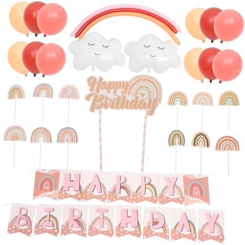 Garneck 1 Satz Geburtstagsdekoration Geburtstagsparty liefert Geburtstag Luftballons Geburtstagsfeier-Banner Tortenaufsatz für Geburtstagsparty Cupcake-Topper Partydekorationen Papier von Garneck