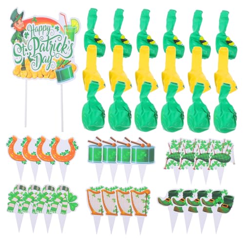 Garneck 1 Satz Grüner Kleeblatt-ballon-kuchenaufsatz, St. Patrick's Day-partyzubehör, Irische Festival-partygeschenke, Kuchendekoration, Party-cupcake-aufsatz, St. Patrick's Day-ballon von Garneck