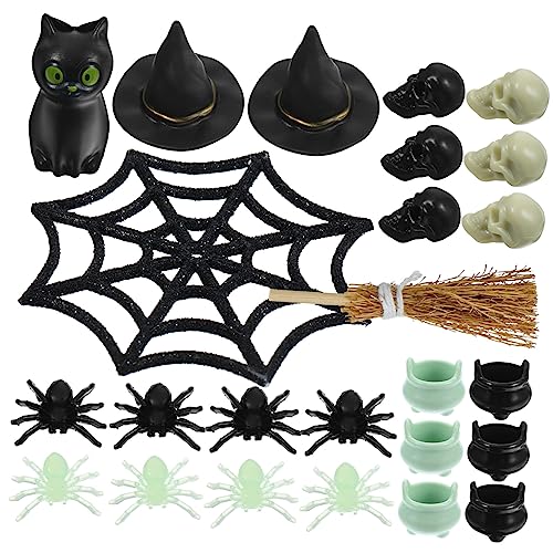 Garneck 1 Satz Halloween- -Miniaturen Halloween-Dekorationen Massenspielzeug Halloween Costume Halloween Kleidung kesselnüsse Halloween-Miniatur Hexenhut-Miniaturen Plastik Black von Garneck