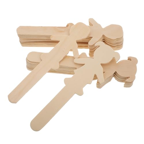 Garneck 1 Satz Junge Mädchen Weihnachtsschmuck-Sets Zum Selbermachen Hölzernes Halloween-Handwerk Dekorationsset Für Weihnachtsschmuck Eisstiele Zum Basteln EIS Am Stiel Beige Holz 20st von Garneck