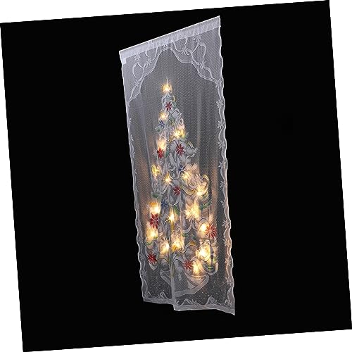 Garneck 1 Satz Weihnachten Leuchtende Vorhänge Weihnachtshintergrundtuch Weihnachtliche Transparente Türvorhänge Schneeflocken-fensterdekorationen Vorhang Weiß Stange Polyester von Garneck